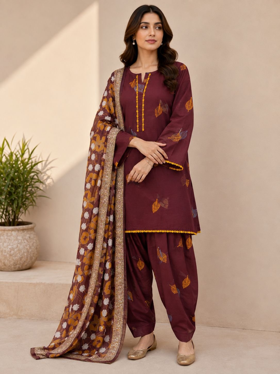 *DESIGN Embroidered Cotton 3-Piece Suit*